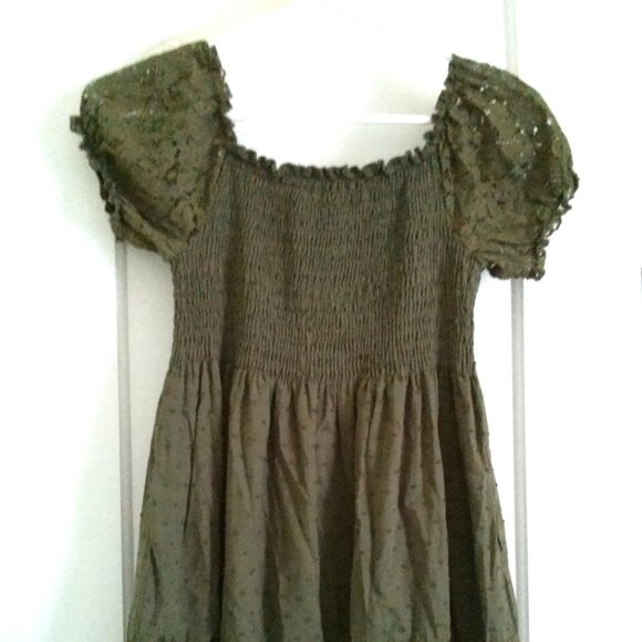 Anna-Kaci Women's Boho Lace Sleeve Smocked Maxi Dress, Olive Green, M - Picture 3 of 16